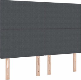 vidaXL LED κεφαλάρι Σκούρο Γκρι Υφασμάτινο Κορντουρά