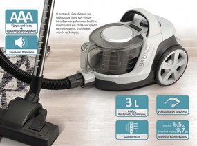 BRUNO ηλεκτρική σκούπα BRN-0137, 800W, 3lt, κυκλωνική, λευκή