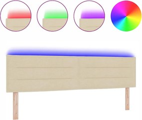 vidaXL LED κεφαλάρι με φώτα λωρίδας LED Κρεμ 180 cm Πολυεστέρας