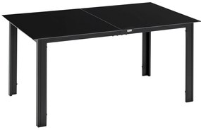 Επιτραπέζιο τραπεζάκι κήπου Outsunny για 6 άτομα, ανθεκτικό στις καιρικές συνθήκες, σκληρυμένο γυαλί, τραπέζι βεράντας, 150 cm x 90 cm x 74 cm, Μαύρο