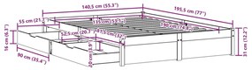 Σκελετός Κρεβατιού Χωρίς Στρώμα 135x190 εκ Μασίφ Ξύλο Πεύκου - Καφέ