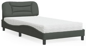 vidaXL Κρεβάτι με Στρώμα Σκούρο Γκρι 100x200 εκ. Υφασμάτινο