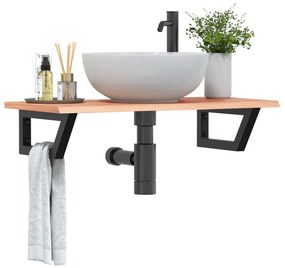 Ράφι Νιπτήρα Τοίχου από Ατσάλι / Μασίφ Ξύλο Δρυός