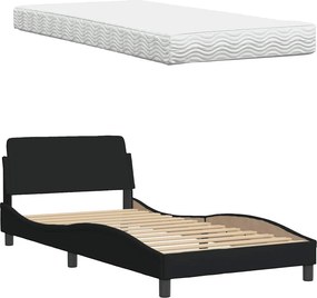 VidaXL Κρεβάτι με Στρώμα Hanko Μαύρο 100 x 200 εκ. Υφασμάτινο