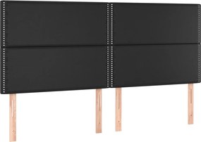vidaXL Κρεβάτι Boxspring με Στρώμα &amp; LED Μαύρο 200x200 εκ. Συνθ. Δέρμα