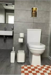 Stewehome Σετ κάδου απορριμμάτων με βάση και βουρτσάκι τουαλέτας από λευκό χρώμιο Λευκό