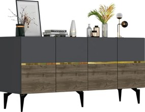 Stewehome Κονσόλα Ανθρακί (Καρυδί) Χρυσό 150x40x80 cm