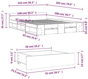 ΠΛΑΙΣΙΟ ΚΡΕΒΑΤΙΟΥ ΜΕ ΣΥΡΤΑΡΙΑ ΜΑΥΡΟ 140X200 ΕΚ ΕΠΕΞΕΡΓ. ΞΥΛΟ 3280749