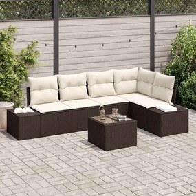 vidaXL Σετ Καναπέ Κήπου 6 pcs Καφέ Πολυ ράταν