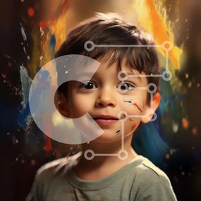 Intra Συλλεκτικό Ξύλινο Παζλ Plywood 4mm - Νεαρό αγόρι με πολύχρωμες πιτσιλιές χρωμάτων Σε Ξύλινο Κουτί - Διαστάσεις Puzzle: 10x10 cm – 25 κομμάτια