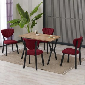 Extendable Dining Table &amp; Chairs Set (5 Pieces) Elma - Burgundy, Walnut Burgundy
Walnut