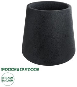 20791 GloboStar® Artificial Garden SOHO 20791 Επιδαπέδιο Πολυεστερικό Τσιμεντένιο Κασπώ Γλάστρα - Flower Pot Μαύρο Φ65 x Υ60cm