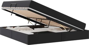 vidaXL Κρεβάτι με αποθηκευτικό χώρο και στρώμα 2 pcs Μαύρο Δέρμα