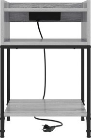 vidaXL Κομοδίνο 2 τεμ. Γκρίζο Σονομα 40 x 40 x 61 εκ
