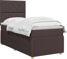 vidaXL Κρεβάτι box spring με στρώμα Σκούρο Καφέ 90 x 200 cm Ύφασμα