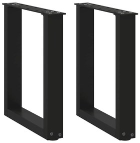 Πόδια Τραπεζιού Σαλονιού σε Σχήμα U, 2 τεμ. Μαύρο, Ατσάλι 28x(42-43) εκ.