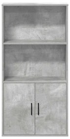 Βιβλιοθήκη Γκρι Σκυροδέματος 60x24x120 εκ. Επεξεργ. Ξύλο - Γκρι