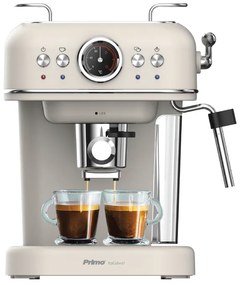 Primo PREM-40445 Μηχανή Καφέ Espresso Eco 20Bar 3σε1 Αναλογικό καντράν θερμοκρασίας Ιβουάρ-Chrome