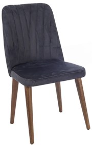 Artekko Lotus Καρέκλα με Ξύλινο Καφέ Σκελετό και Γκρι/Ανθρακί Βελούδο (48x60x92)cm