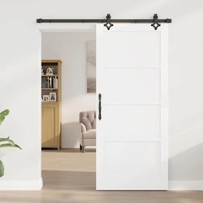 vidaXL Σετ Συρόμενης Πόρτας Χειροκίνητος Λευκό και μαύρο 86 x 198.5 cm