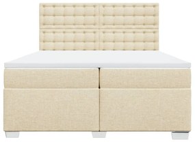 Κρεβάτι Boxspring με Στρώμα Κρεμ 200x200 εκ. Υφασμάτινο - Κρεμ