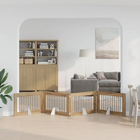 vidaXL Στερεωμένη γυαλιστερή πύλη για σκύλους 4 τμχ. Artisan Δρυς