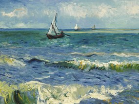 Αναπαραγωγή The sea at Saintes-Maries-de-la-Mer (Vintage Seascape with Boats) - Vincent van Gogh, (40 x 30 cm)