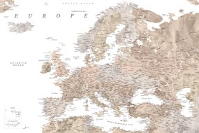 Χάρτης Detailed map of Europe in neutral watercolor, Blursbyai