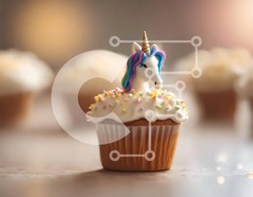 Intra Συλλεκτικό Ξύλινο Παζλ Plywood  4mm - Μονόκερος Cupcake με πολύχρωμο πάγωμα και πασπάλισμα Σε Ξύλινο Κουτί - Διαστάσεις: 10x10 cm – 25 κομμάτια