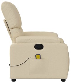 vidaXL Πολυθρόνα Μασάζ Ανακλινόμενη Κρεμ Υφασμάτινη