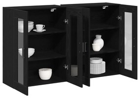vidaXL Τοίχοι Βαθιά Κ cabinets 2 τεμάχια Μαύρο Δρυς 69,5x34x90 εκ Μηχανικής Ξυλείας
