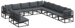 vidaXL Σετ Καναπέ Κήπου 11 pcs Μαύρο 70 x 70 x 32 εκ. Αλουμίνιο