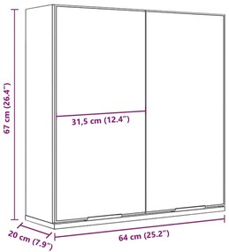 Καθρέφτης Μπάνιου με Ντουλάπι Μαύρος 64x20x67 εκ. Επεξ. Ξύλο - Μαύρο