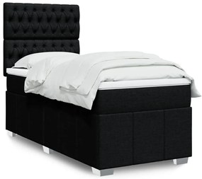 vidaXL Κρεβάτι Boxspring με Στρώμα Μαύρο 80 x 200 εκ. Υφασμάτινο