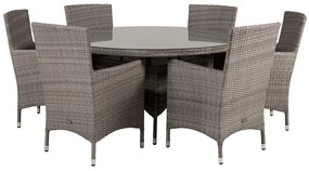 Σετ Τραπέζι και καρέκλες Dallas 3148, Επεξεργασμένο γυαλί, Πλαστικό ψάθινο, Μαξιλάρι καθίσματος: Ναι | Epipla1.gr