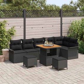 vidaXL Σετ Καναπέ Κήπου 9 pcs Μαύρο συνθετικό ρατάν