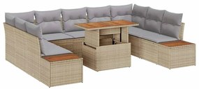 vidaXL Σέτ φαγητού για κήπο 10 pcs Μπεζ, Γκρι 100 x 55 x 73 εκ