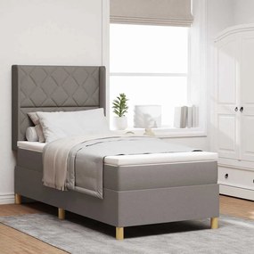 vidaXL Κρεβάτι με ελατήριο με στρώμα Taupe 100 x 200 cm ύφασμα
