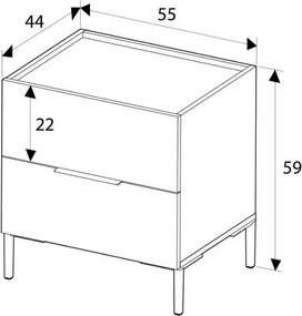 Κομοδίνο Oryana Megapap χρώμα καρυδί 55x44x59εκ.