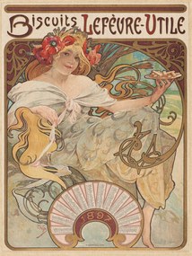 Εκτύπωση έργου τέχνης Biscuits Lefèvre-Utile Biscuit Advert (Vintage Art Nouveau) - Alfons Mucha, (30 x 40 cm)