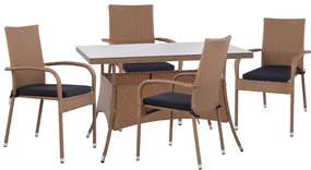 ΣΕΤ ΤΡΑΠΕΖΑΡΙΑΣ 5ΤΜΧ ΤΡΑΠ. 120Χ70 & ΠΟΛΥΘΡΟΝΕΣ WICKER RATTAN ΜΠΕΖ ΚΑΦΕ HM11711.32