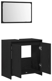 vidaXL Ντουλάπα Μπάνιου με Καθρέφτη Μαύρη Οξιά 60x33x61εκ
