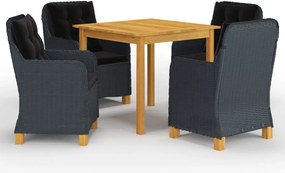vidaXL Σετ Τραπεζαρίας Κήπου 5 Τεμαχίων Σκούρο Γκρι