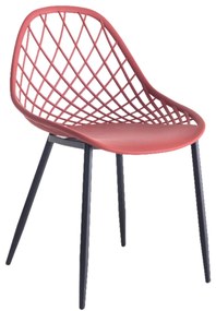 CHAIR POLYPROPYLENE  IN RED COLOR WITH BLACK METAL LEGS 52x53x82Hcm.