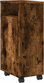 vidaXL Ντουλάπι Μπάνιου Στενό με Ροδάκια Καπνιστή δρυς Επεξ. Ξύλο