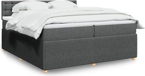 vidaXL Κρεβάτι Boxspring με Στρώμα Σκούρο Γκρι 200x200 εκ. Υφασμάτινο