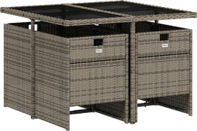 vidaXL Σετ Τραπεζαρίας Κήπου 5 τεμ. Γκρι Συνθ. Ρατάν με Μαξιλάρια