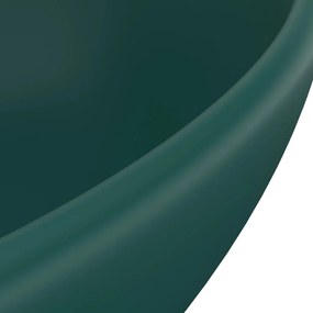 Νιπτήρας Πολυτελής Οβάλ Σκούρο Πράσινο Ματ 40x33 εκ. Κεραμικός - Πράσινο