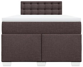 vidaXL Κρεβάτι Boxspring με Στρώμα Σκούρο Καφέ 120x200 εκ. Υφασμάτινο