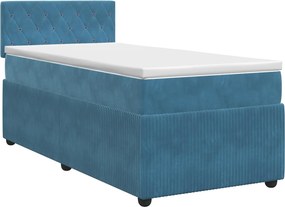 vidaXL Κρεβάτι box spring με στρώμα Σκούρο Μπλε 80 x 200 cm Βελούδο
